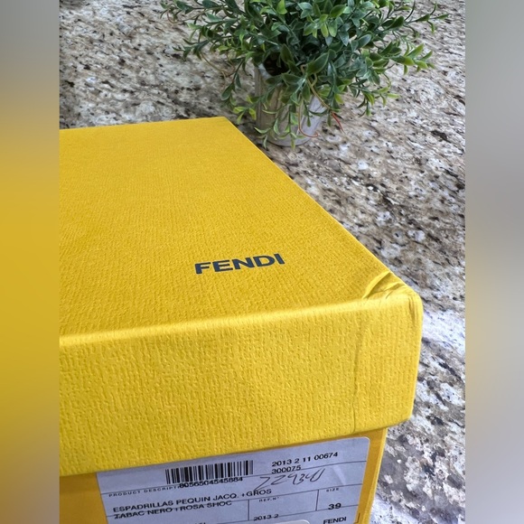 Fendi Pequin Striped Canvas Espadrille Flat, Pink Black Brown 39 - Picture 12 of 12